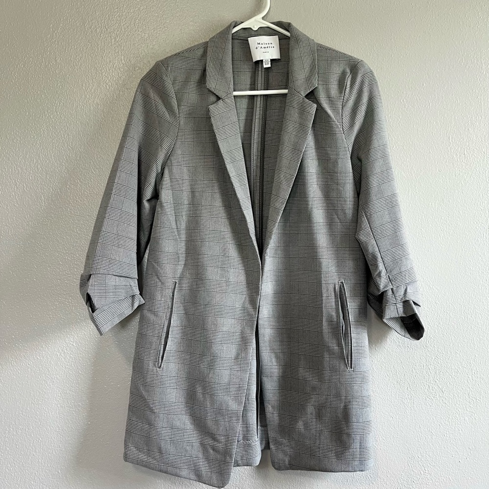 [Maison d’Amelie] Open Front Ruched Sleeve Blazer- XS